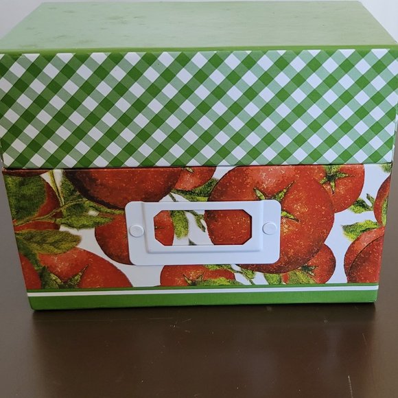 Recipe Card Holder Tomatoes Green Plaid Cards Index Cardboard Style Kitchen Cute - Picture 8 of 12